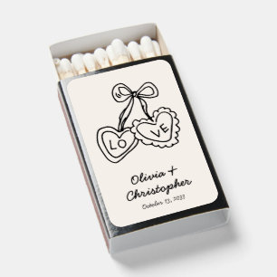 Love Heart Bows Elegant Wedding Favor Matchboxes