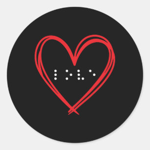 Love Heart Braille Alphabet Braille Language Brail Classic Round Sticker