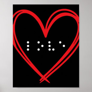 Love Heart Braille Alphabet Braille Language Brail Poster