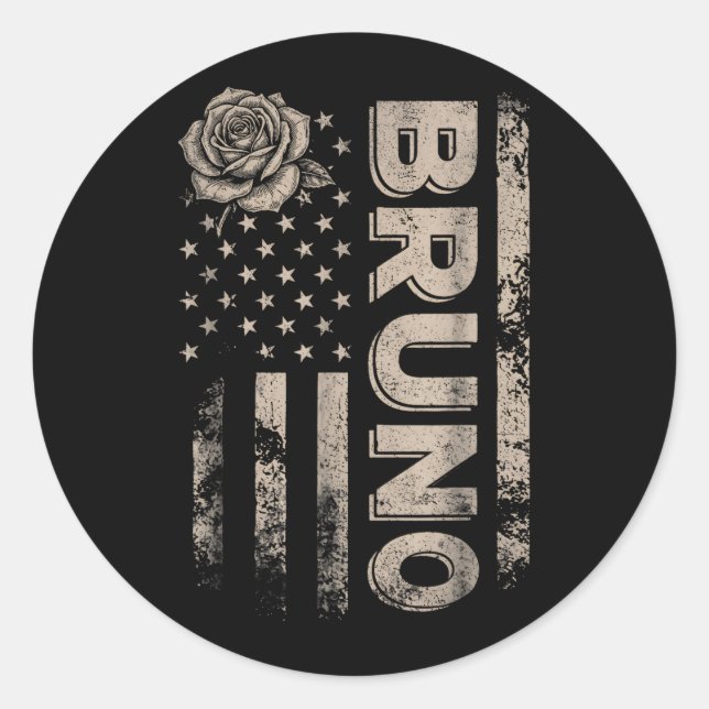 Love Heart Bruno First Name Personalized For Men Classic Round Sticker (Front)