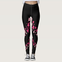 Love Heart Bum Leggings Black Cute Pink Hearts