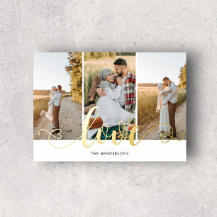 Love Heart Calligraphy 3 Photo White Foil Prints