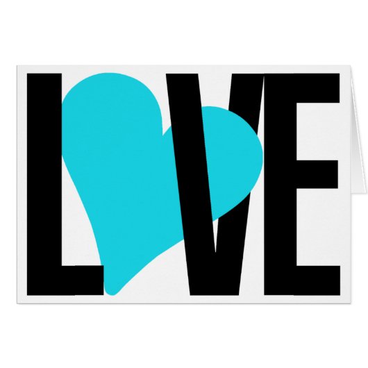 Love & Heart Card (Blue) (Front Horizontal)