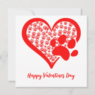 Love Heart Cat Dog Paws, Pet Valentines Day Gifts Invitation