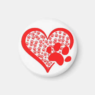 Love Heart Cat Dog Paws, Pet Valentines Day Gifts Magnet