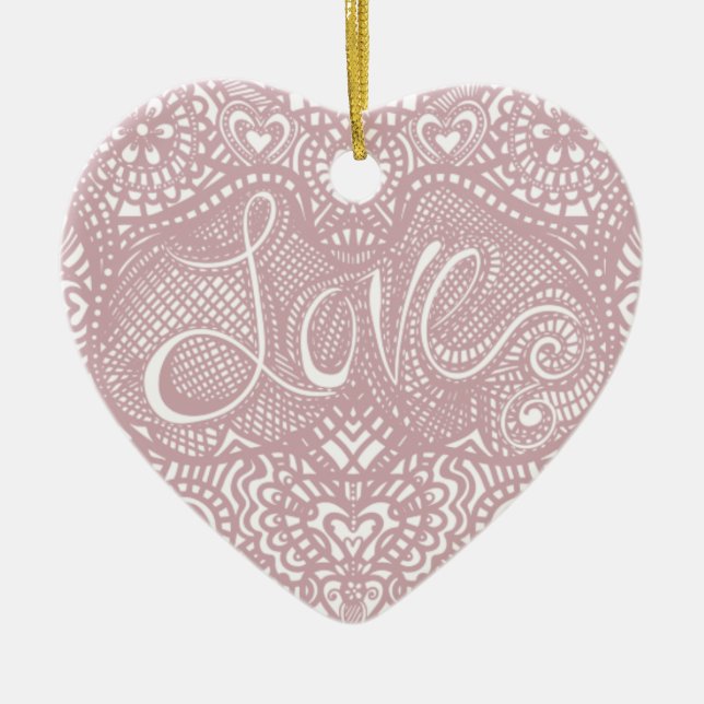 Love Heart Ceramic Ornament (Front)