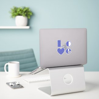 LOVE Heart Checkered Blue Lavender Elegant