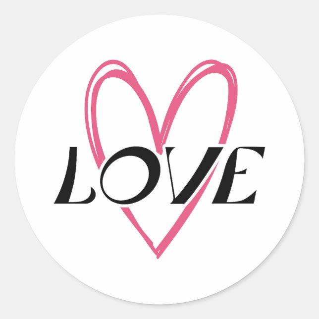 Love Heart Classic Round Sticker (Front)