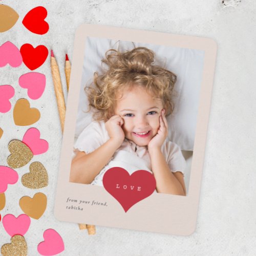 Love Heart Classroom Photo Valentines Day Thank You Card