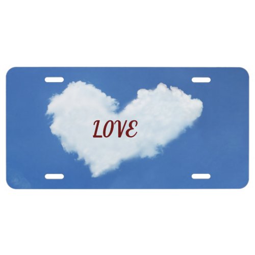 Love Heart Cloud License Plate
