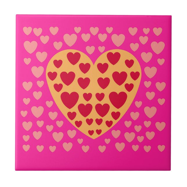 LOVE HEART COLOURFULL  CERAMIC TILE (Front)
