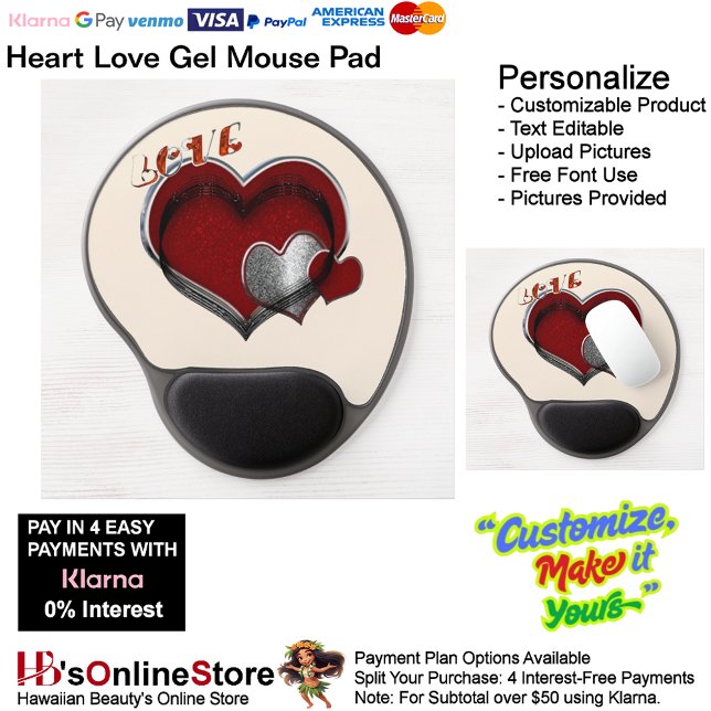 Love Heart Computer Accessory Beige Background Gel Mouse Pad (Love Heart Computer Accessory Gel Mouse Pad with Beige Background.)