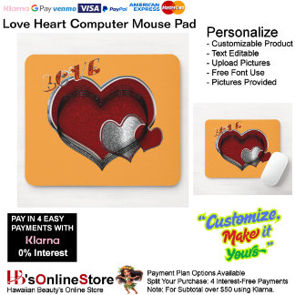 Love Heart Computer Mouse Pad Orange Background