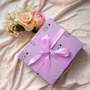 Love Heart Couple Wedding Wrapping Paper