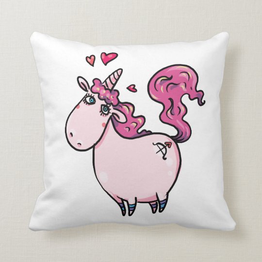 Love heart cupid arrow unicorn valentines day throw pillow ...