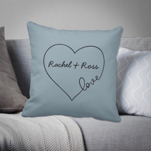 Love Heart Custom Names Throw Pillow