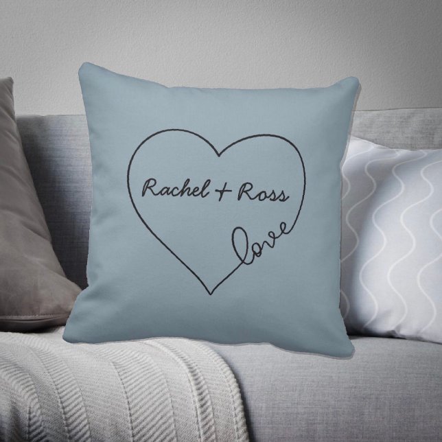 Love Heart Custom Names Throw Pillow (Creator Uploaded)
