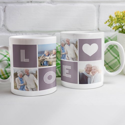 Love Heart Custom Photo Collage Coffee Mug