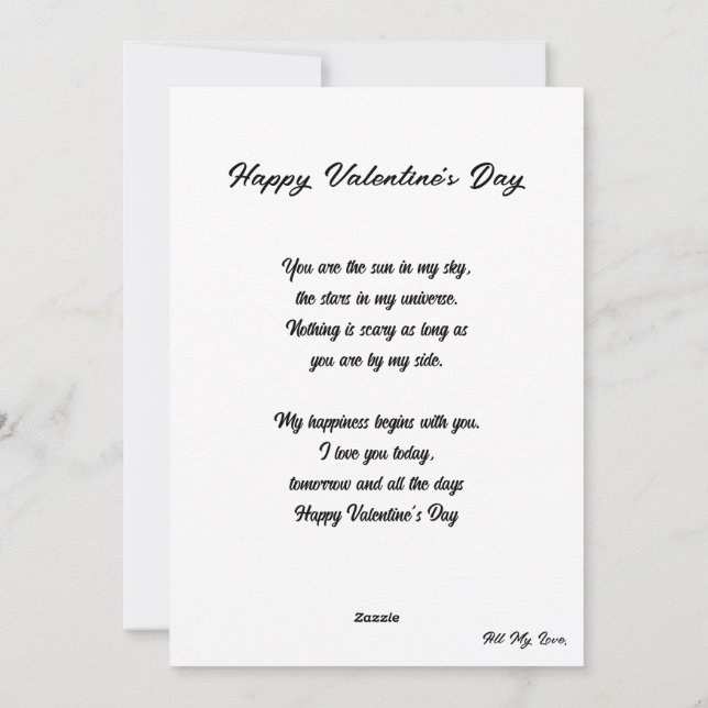 Love Heart: Custom Poem - Valentine Love Card (Back)