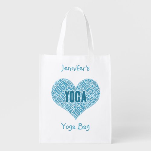 Love Heart Design for Yoga Lovers Grocery Bag