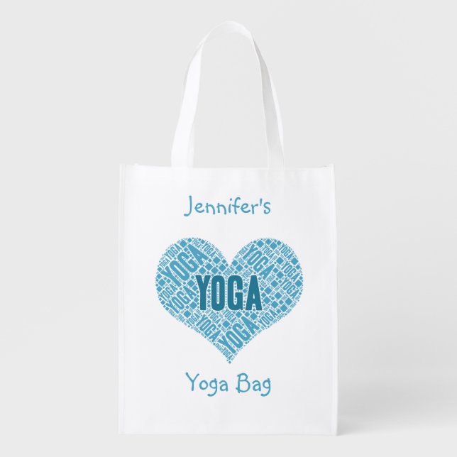 Love Heart Design for Yoga Lovers Grocery Bag (Front)