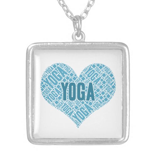 Love Heart Design for Yoga Lovers  Silver Plated Necklace