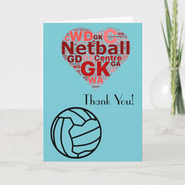 Love Heart Design Netball Thank You (Front)