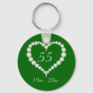 Love Heart Diamond Emerald Anniversary Keychain