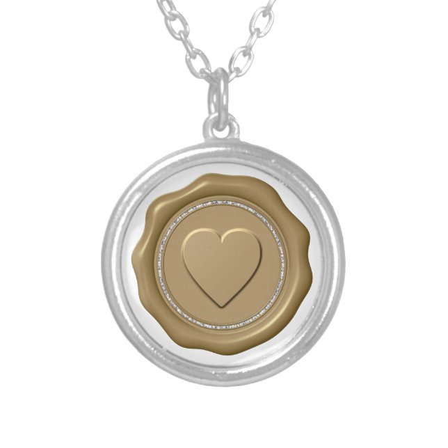 *~* Love  Heart Diamond Valentine Gift Stickers Silver Plated Necklace (Front)