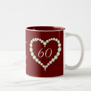 Love Heart Diamond Wedding Anniversary Memento Two-Tone Coffee Mug