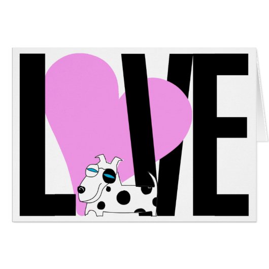Love, Heart & Dog Card (Pink) (Front Horizontal)