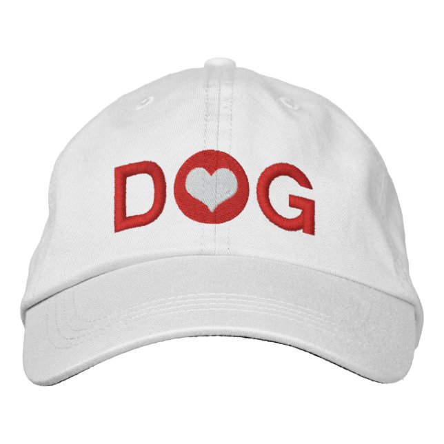 Love Heart Dog Embroidered Baseball Cap (Front)