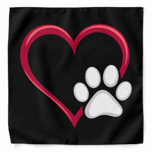 Love Heart Dog Paw Valentine's Day Dog Lover Bandana