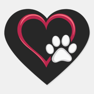Love Heart Dog Paw Valentine's Day Dog Lover Heart Sticker