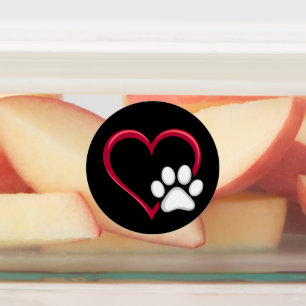Love Heart Dog Paw Valentine's Day Dog Lover Labels