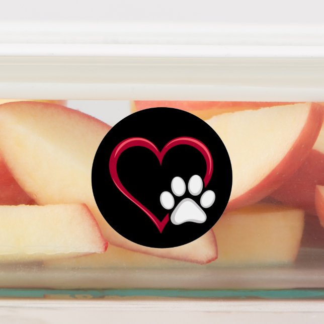 Love Heart Dog Paw Valentine's Day Dog Lover Labels (Affixed)