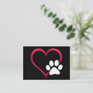 Love Heart Dog Paw Valentine's Day Dog Lover Note Card