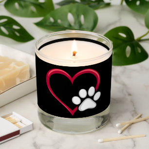 Love Heart Dog Paw Valentine's Day Dog Lover Scented Candle