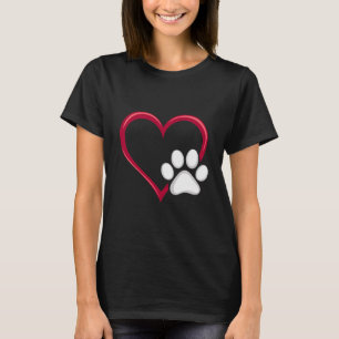 Love Heart Dog Paw Valentine's Day Dog Lover T-Shirt