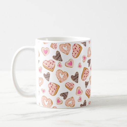 Love heart donuts sweet pastry pink valentine  coffee mug