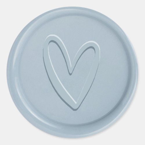 Love Heart Dusty Blue Wax Seal Sticker
