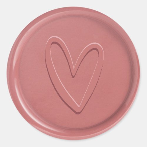 Love Heart Dusty Rose Wax Seal Sticker