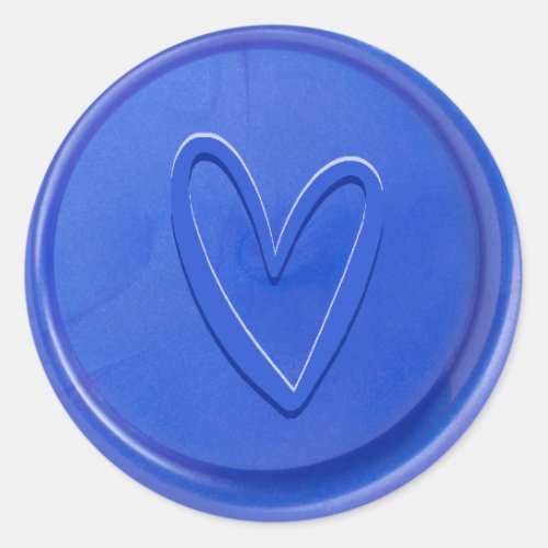 Love Heart Electric Blue Wax Seal Sticker