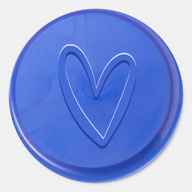 Love Heart Electric Blue Wax Seal Sticker (Front)