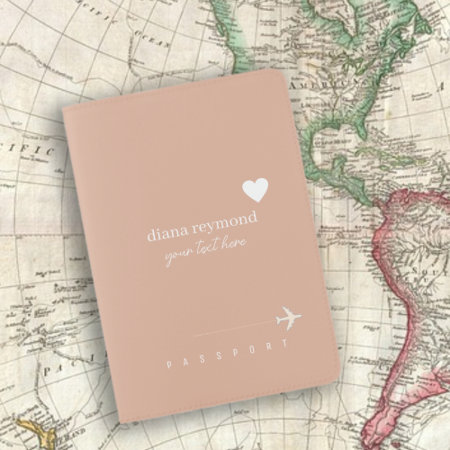 Love Heart Elegant Dusty Rose Passport Holder