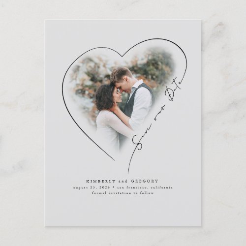 Love Heart Elegant Minimal Save The Date Photo Announcement Postcard
