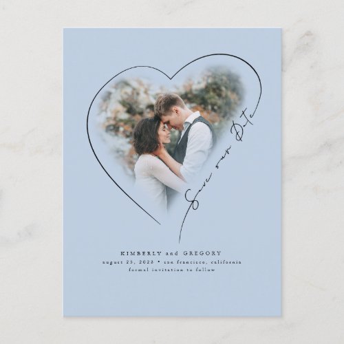 Love Heart Elegant Minimal Save The Date Photo Announcement Postcard