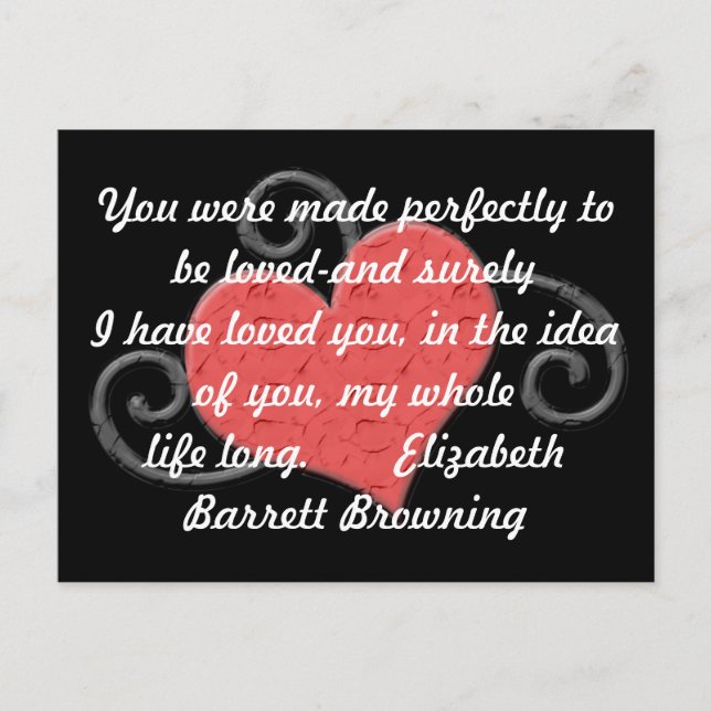 Love Heart Elizabeth Browning Quote Postcard (Front)