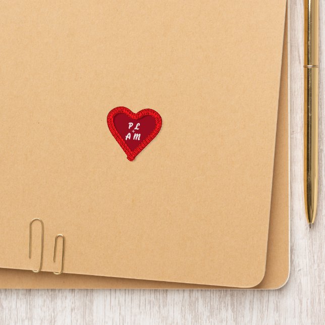 Love Heart Embroidered Edge Sticker Patch (On Folder)