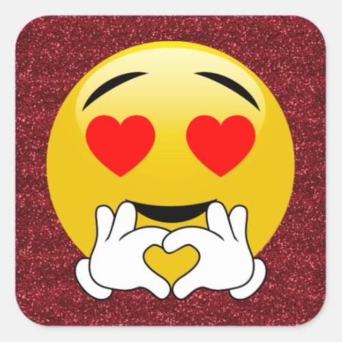 Love Heart Emoji Red Sparkle Stickers